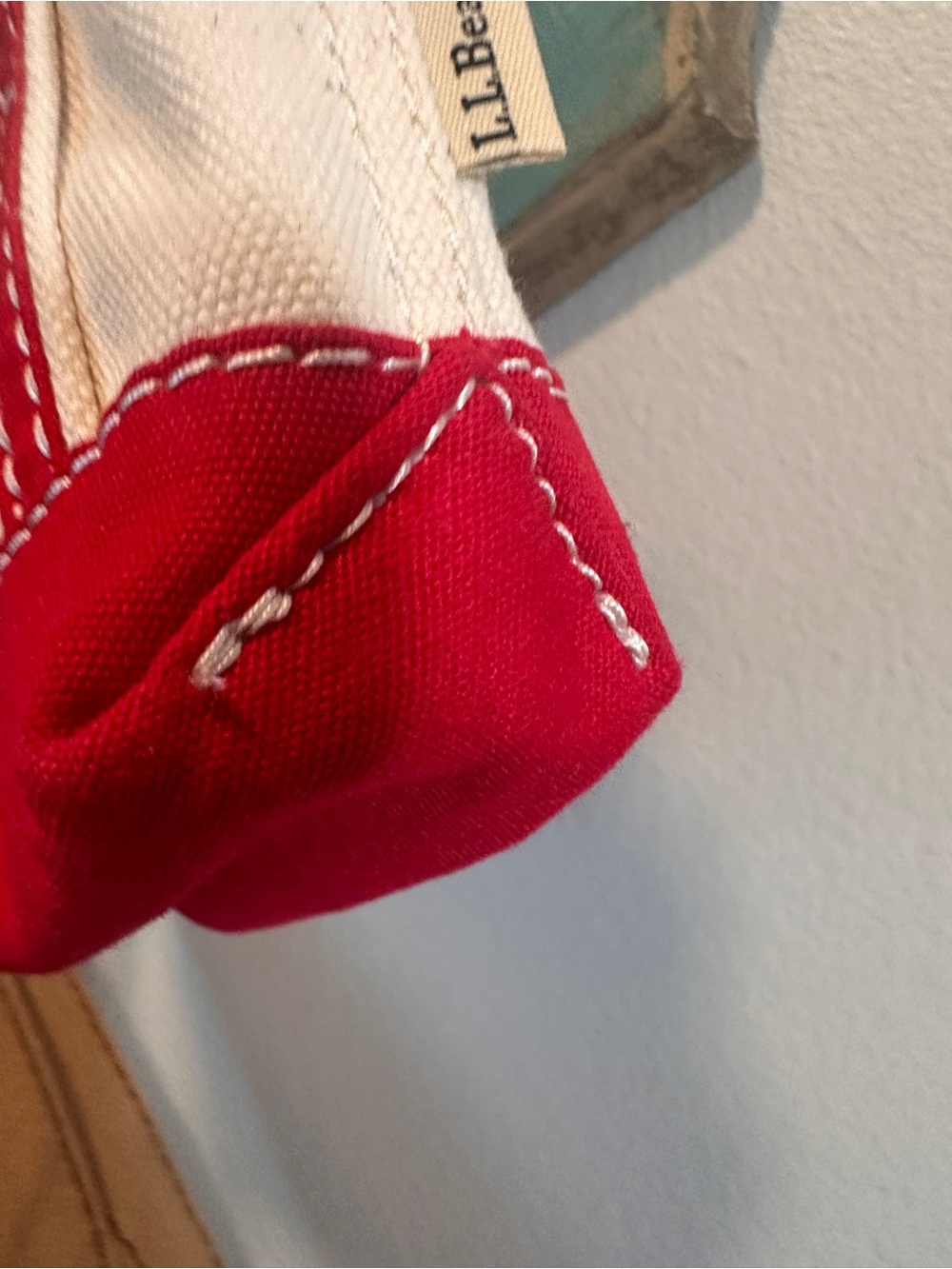 L.L. Bean Canvas Tote Charm in Red and Cream - Picture 5 of 9